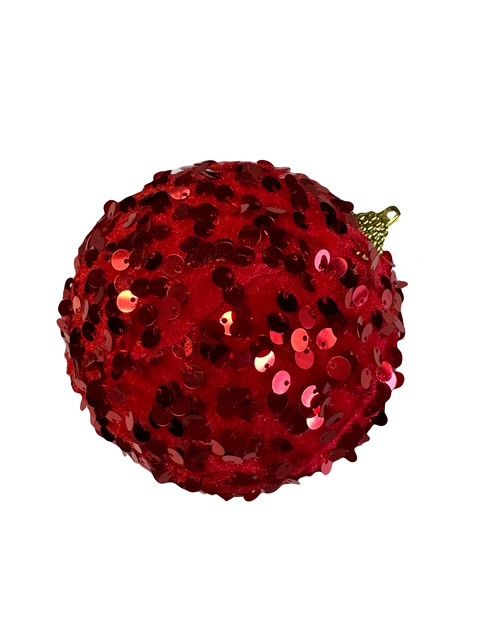 4&quot; Red Velvet with Sequin Ornament