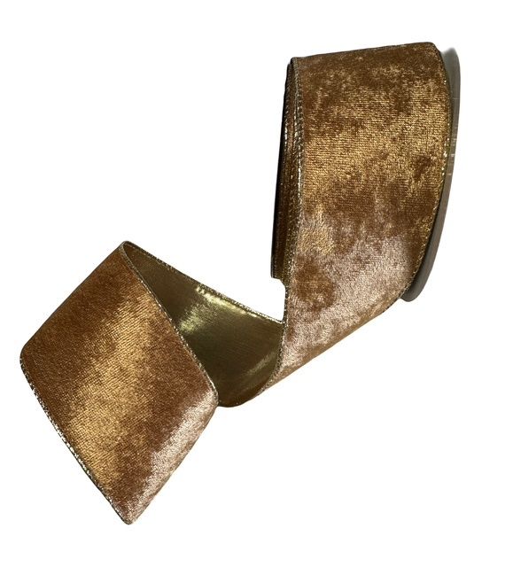 Camel Velvet Gold Metallic Back 4&quot; x 10 Yds
