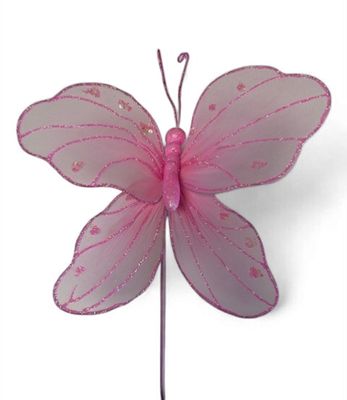 Butterfly 12" Pink on a stem