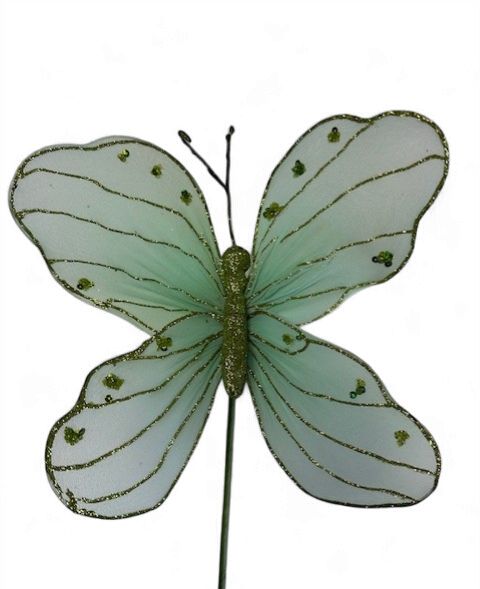 Butterfly 12" Green on a stem