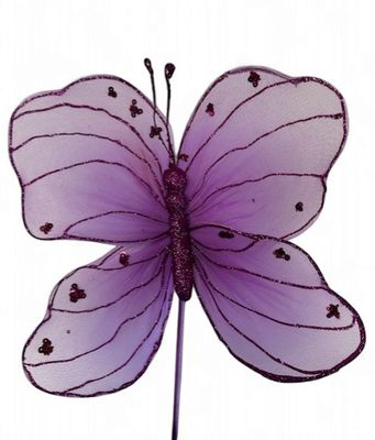 Butterfly 12" Purple on a stem