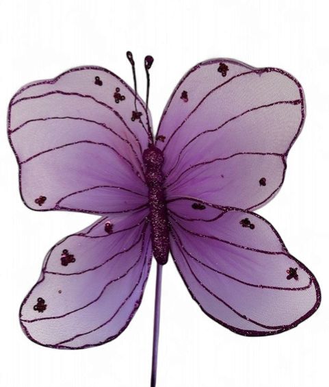 Butterfly 12" Purple on a stem
