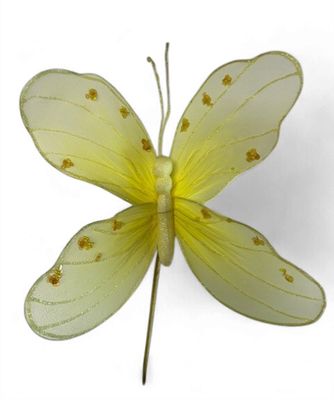 Butterfly 12" Yellow on a  stem