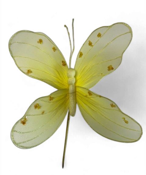 Butterfly 12" Yellow on a  stem