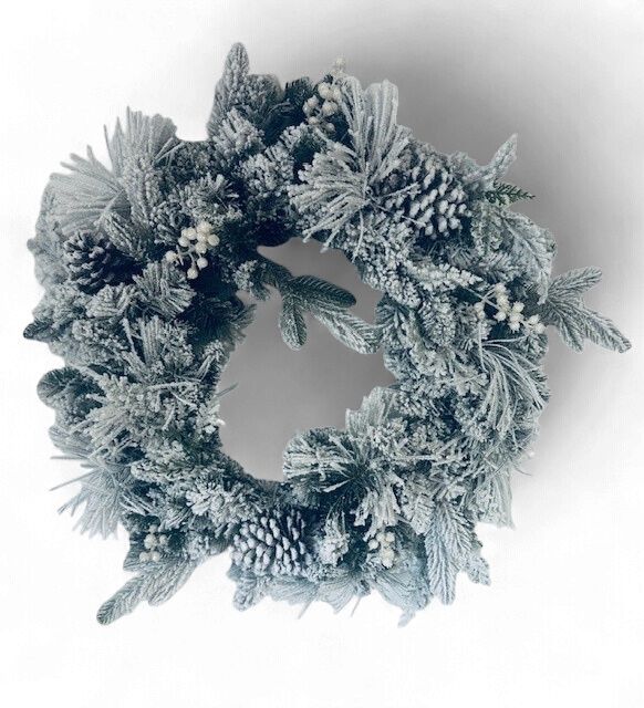 24" Appalachian Wreath Flocked