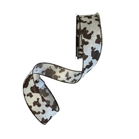 Ivory Wired Linen Brown Cow Print1.5x10Yds