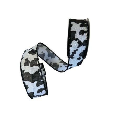 White Linen Wired Black Cow Print1.5x10Yds