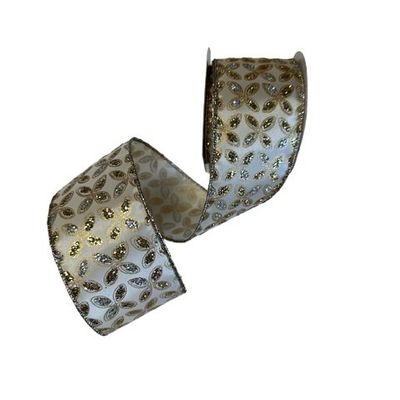 Ivory Silver Gold Petals2.5x10Yds