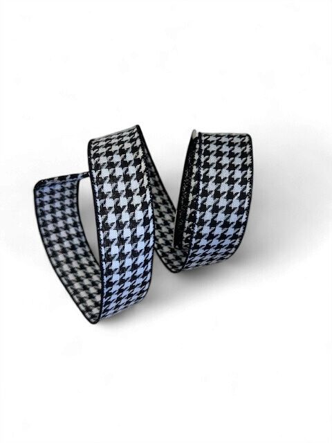 Black and White houndstooth  Ribbon 1.5" x 10yds
