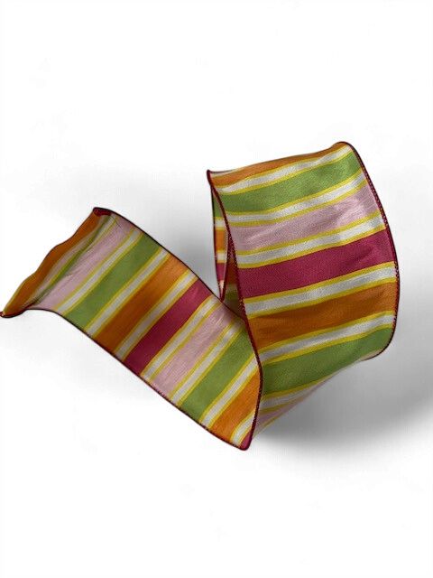 Fuchsia Dupioni Stripes Ribbon 4"x10Yds