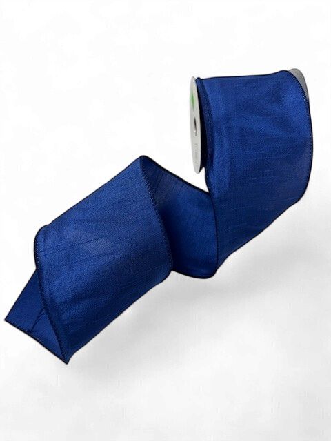 Navy Faux Dupioni Ribbon 4" x 10Yds