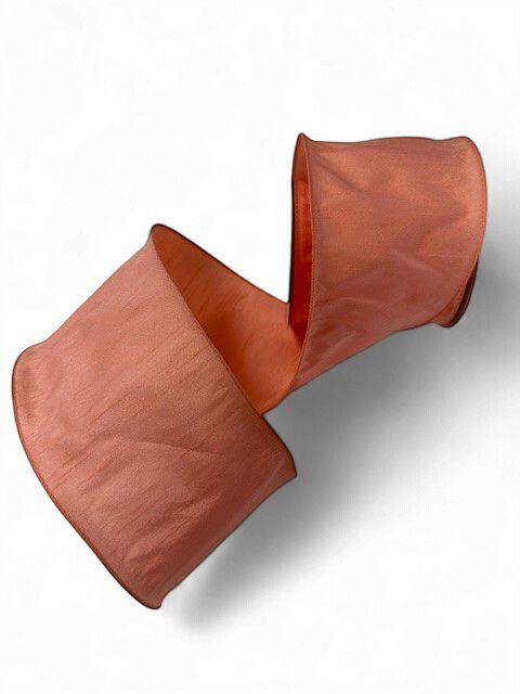 Coral Faux Dupioni Ribbon  4" x 10Yds