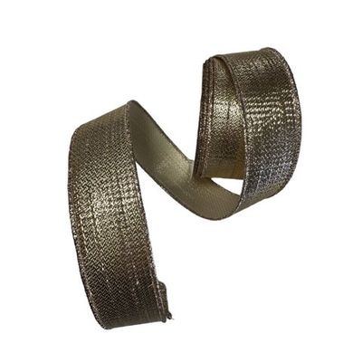 Light gold ribbon with wired edges adds shine and color  