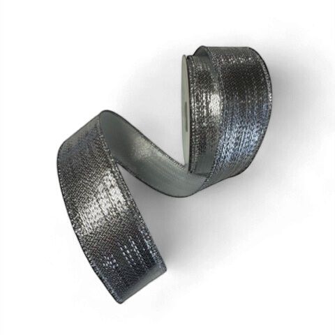 Silver wired edge ribbon is shiny and holds shape well