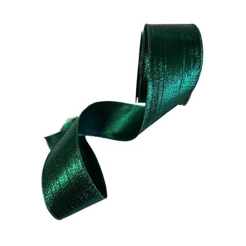 Emerald green ribbon with wired edges measuring 2.5" wide and 10 yards long with great shine and quality