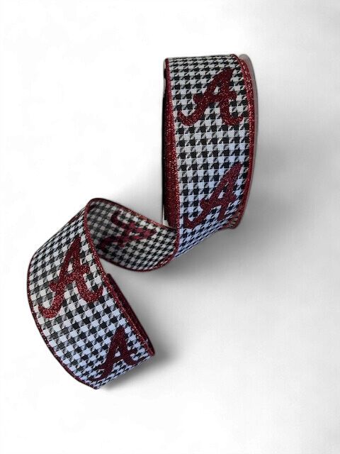 Houndstooth 2.5" x 10 yds in Black White and Red