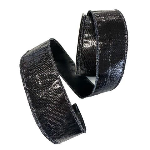 black shiny wired edge ribbon holds shape well and adds color and shine