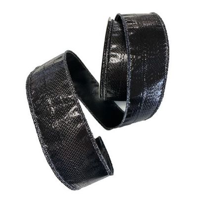 black shiny wired edge ribbon holds shape well and adds color and shine