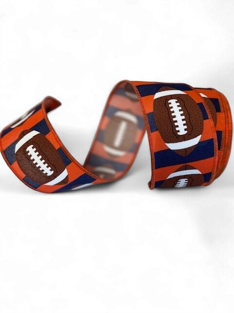Football on Royal and Orange 2.5" x 10Yds org,navy,brn