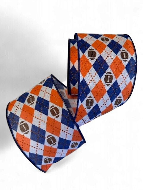 Argyle Footballs  4"x10Yds White, Brown, Orange, Navy