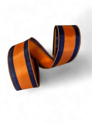 Satin Ribbon in Navy and Orange 2.5" x 10Yds