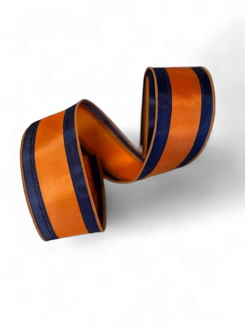 Satin Ribbon in Navy and Orange 2.5" x 10Yds