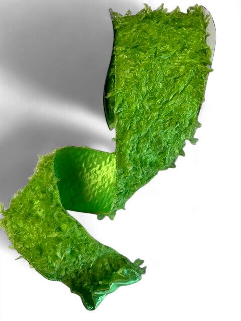 Grinch Lime Green Furry Ribbon 4" x 10 Yds