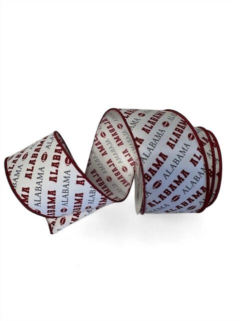 Alabama Ribbon in White, Crimson, Grey 2.5"x10Yds