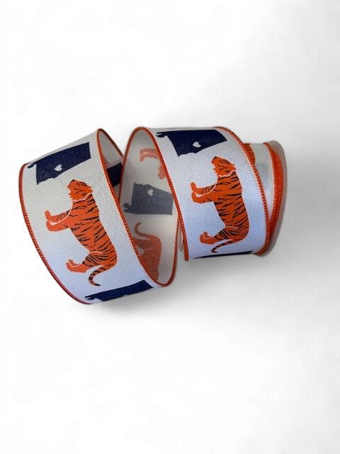 Auburn, Alabama with Tiger white orange navy 2.5" X 10Yards