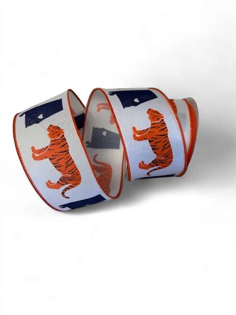 Auburn, Alabama with Tiger white orange navy 2.5" X 10Yards