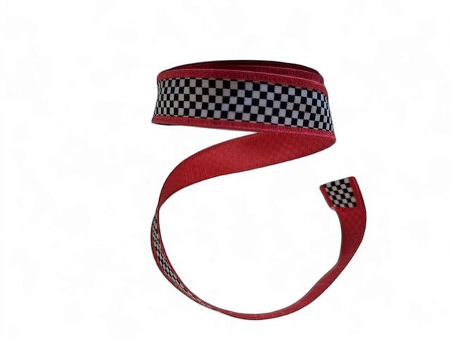 Fuchsia Edge Dupioni Black and White Check 1" x 10Yds