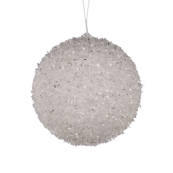 4" Glitter Cut Glitter Ball White