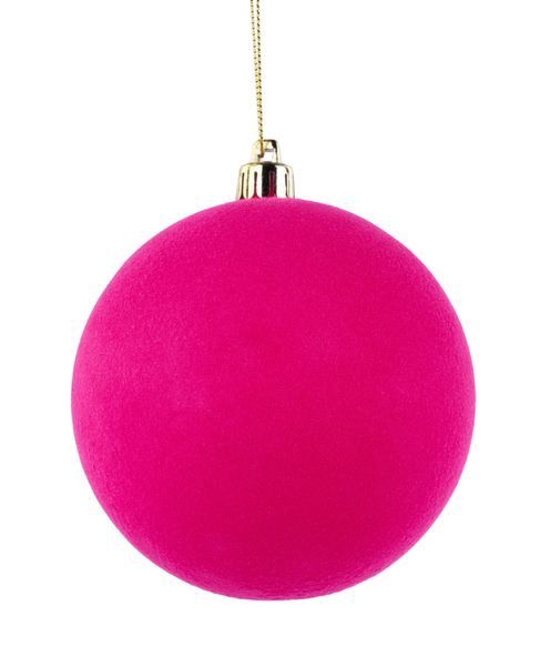 100MM Smooth Flocked Ball Orn Hot Pink