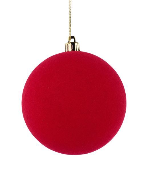 100MM Smooth Flocked Ball Orn Red