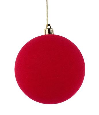 100MM Smooth Flocked Ball Orn Red