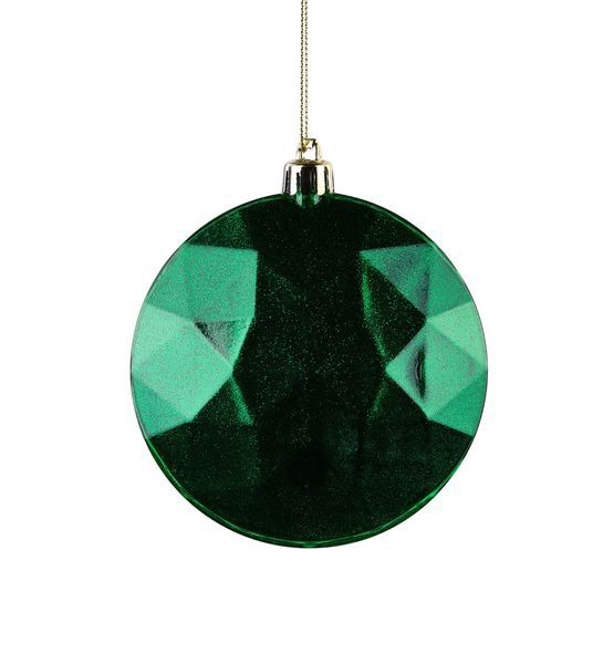 100MM Glittered Faceted Flat Diam Gem Emerald