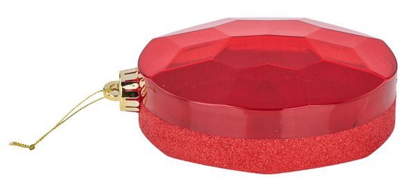 Glitter Oval Gem Orn 6.5"x4.25" Red
