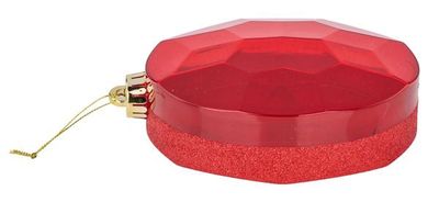 Glitter Oval Gem Orn 6.5"x4.25" Red