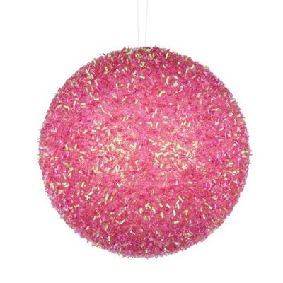 5" Iridescent V cut Glitter orn Pink