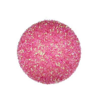 4" Iridescent V cut Glitter Ball Orn Pink