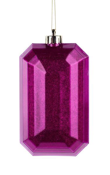 Glitter Rectangle Gem Ornament 7" Fuchsia