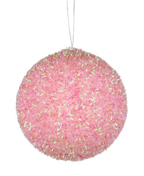 4" Iridescent v cut Glitter ball Light Pink
