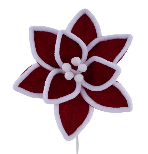 Vlevet Poinsettia Pick-Red/White