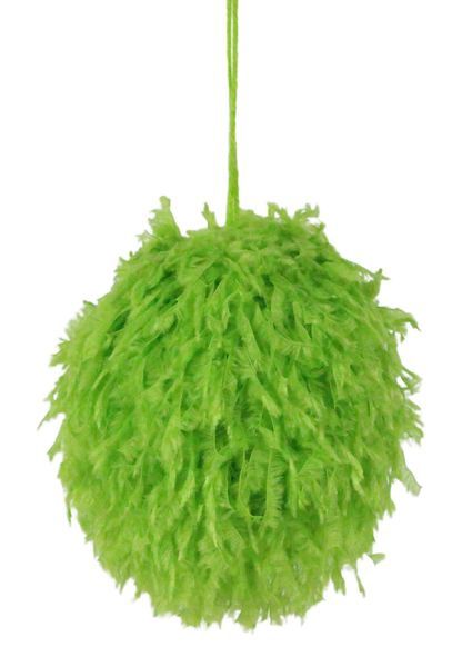 Grinch Furry Fabric Ball Orn 4"-Lime Green
