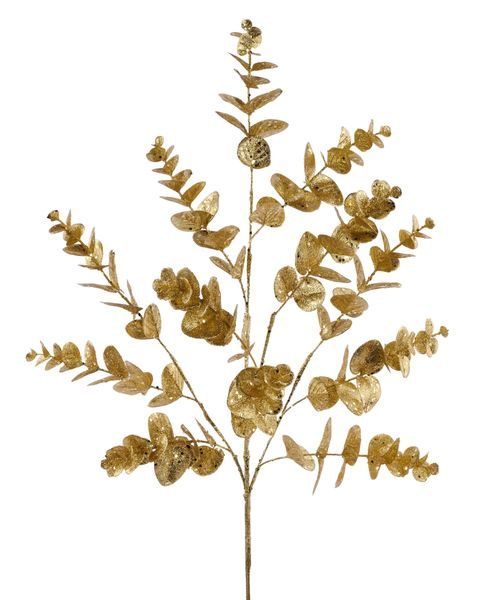 Glitter Seeded Eucalyptus Spray-Gold
