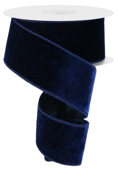 Rib 2.5"x100' Velvet/Satin Back-Navy Blue