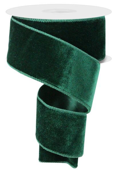 Rib 2.5"x100' Velvet Satin Back-Hunter Green
