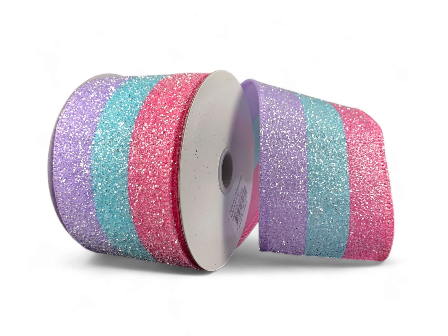 Pink Lt Blue Pearl Candied Stripe 2.5" x 10 Yds