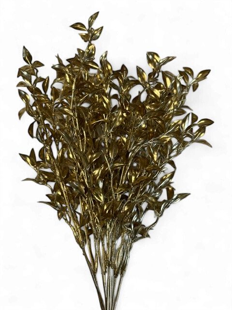 Metallic Glitter Ruscus Bush x9 Gold