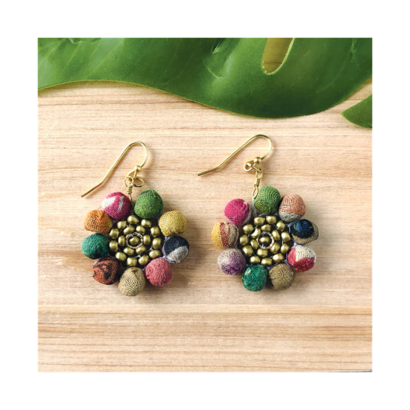 Kantha Sunflower Earrings